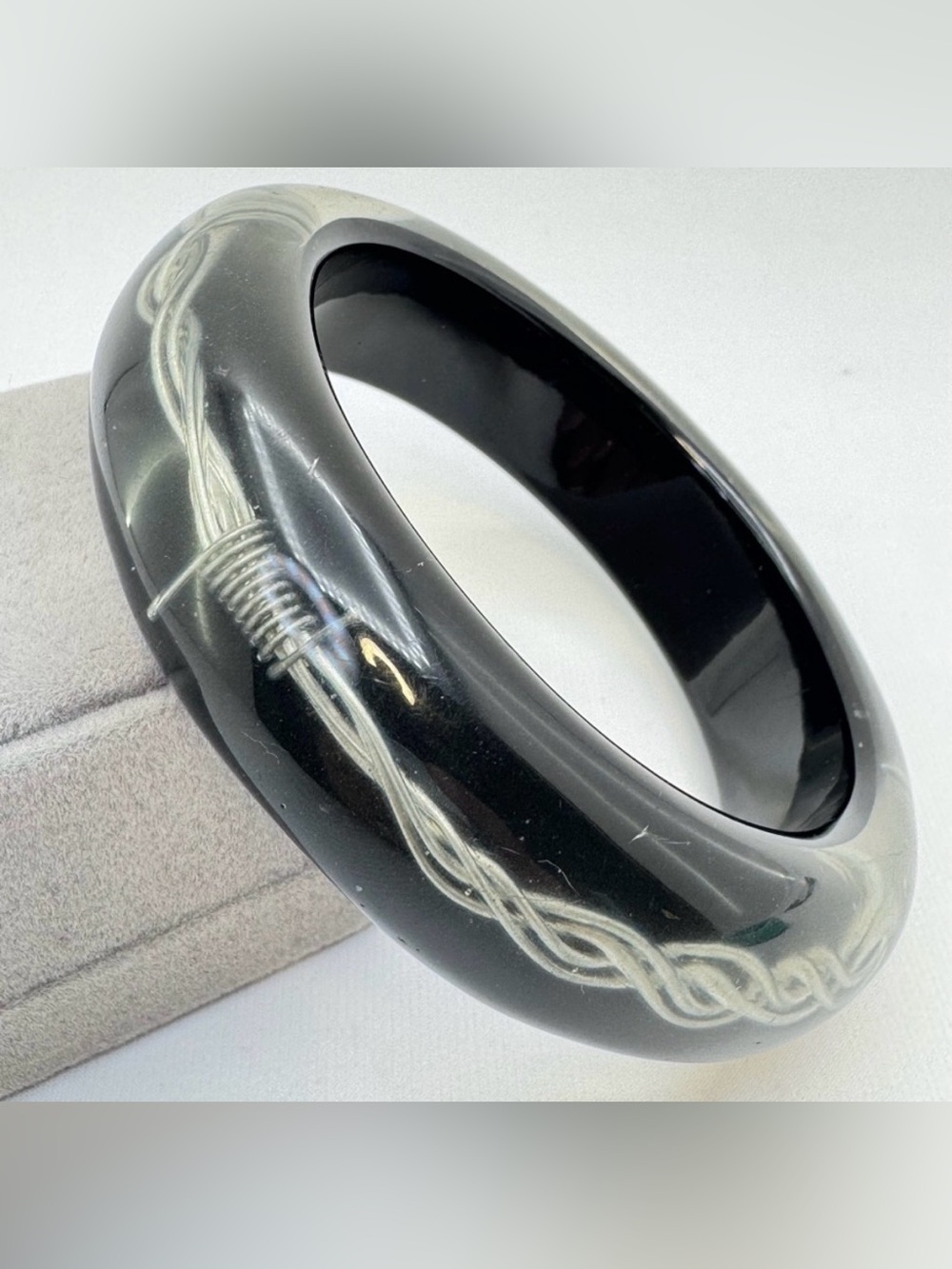 Clear Acrylic Designer Inspired Barbed Wire Bangle Bracelet Y2K Edgy Statement